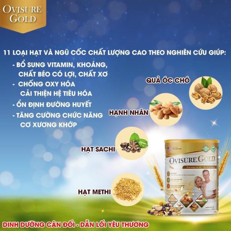 Sữa hạt xương khớp Ovisure Gold giúp xương chắc khỏe lon 650g chính hãng