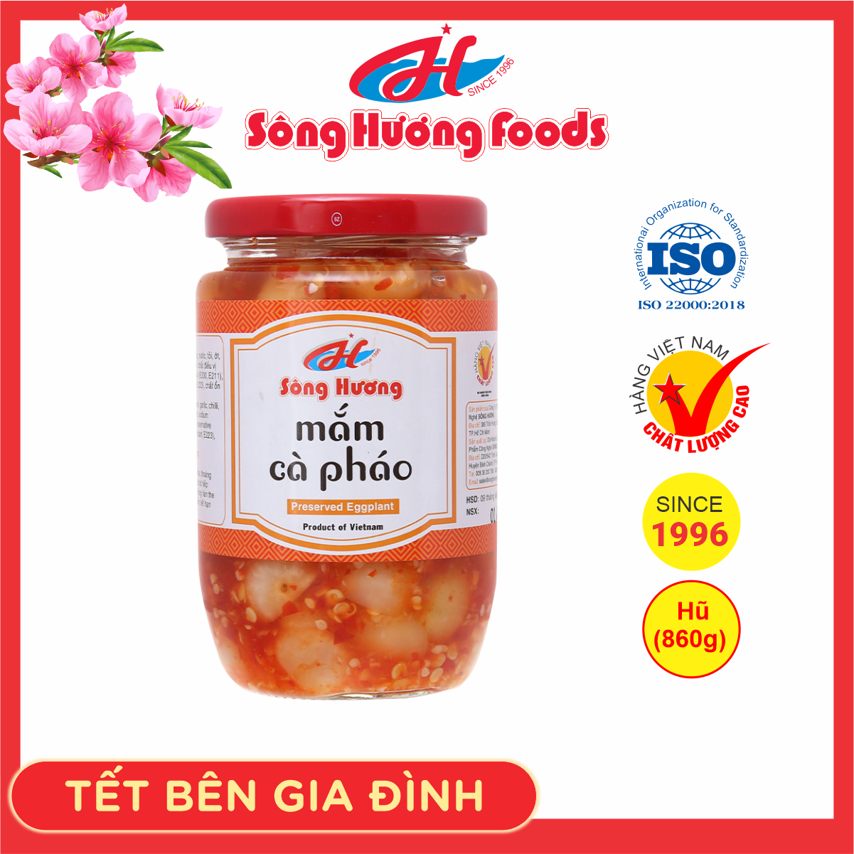 Mắm Cà Pháo Sông Hương Foods Hũ 860g - Làm quà Tết , ăn kèm chả lụa , bánh chưng , lạp xưởng , tôm khô , nem chua