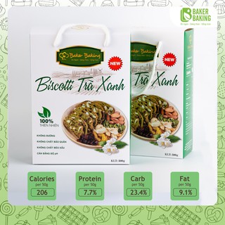 Biscotti vị trà xanh ăn kiêng giảm cân cho tập luyện, yoga, thể thao Baker Baking