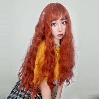 💖 bộ tóc giả dài xoăn màu cam 💖 đầu cuộn nóng chuyên dụng chất lượng cao