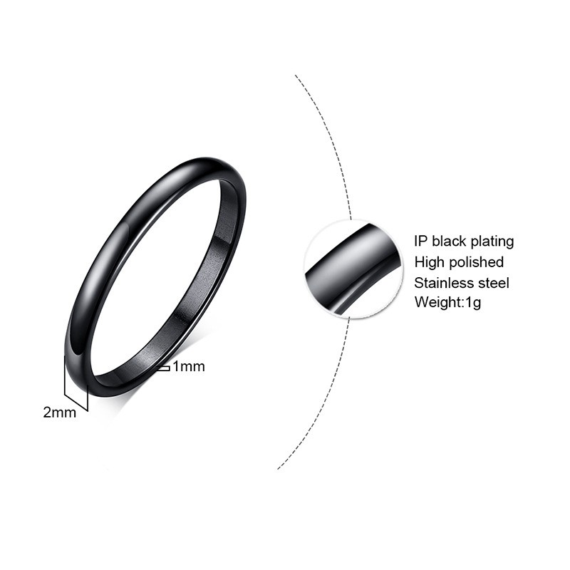 Nhẫn thời trang bằng thép không gỉ mỏng 2mm thích hợp cho nữ