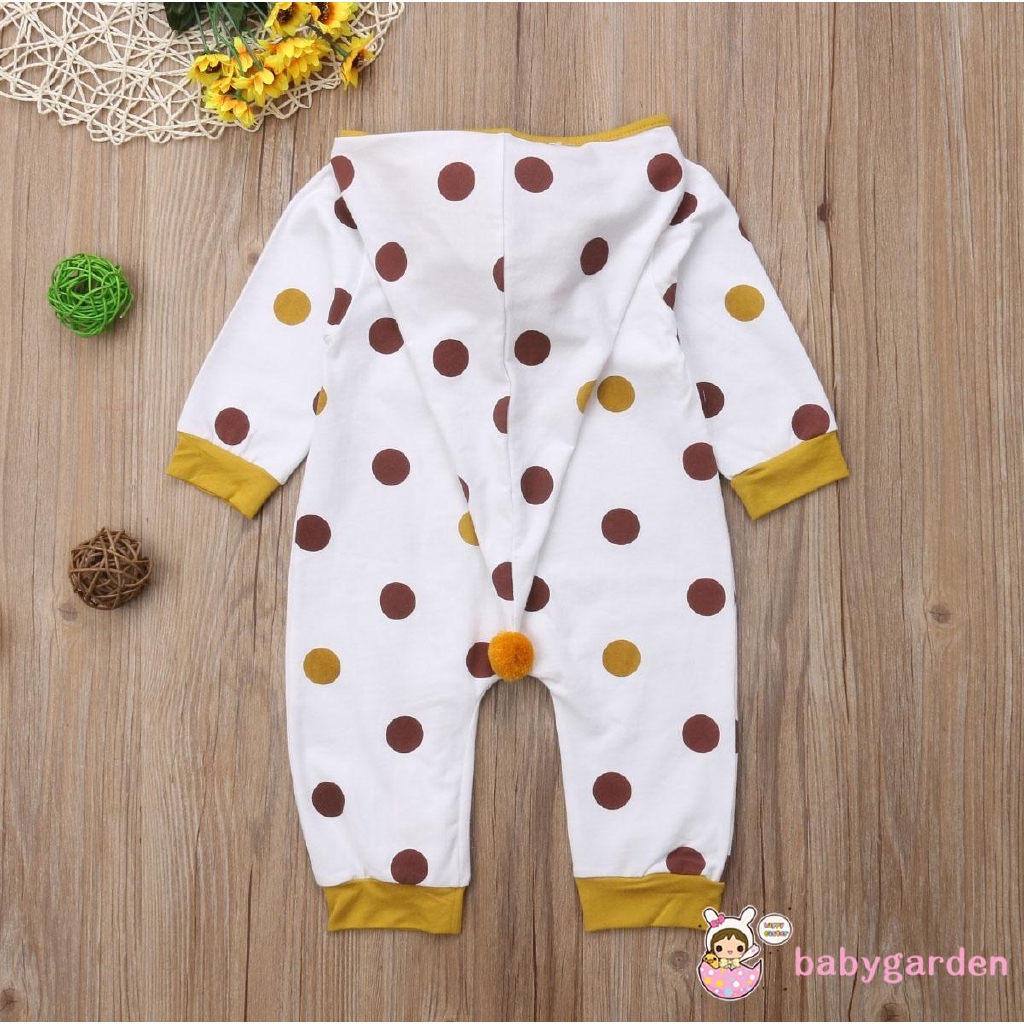 Romper hoodie họa tiết chấm bi đáng yêu cho bé