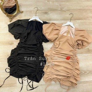 [SALE CHÀO HÈ] Váy chun body rút dây cổ vuông tay bồng