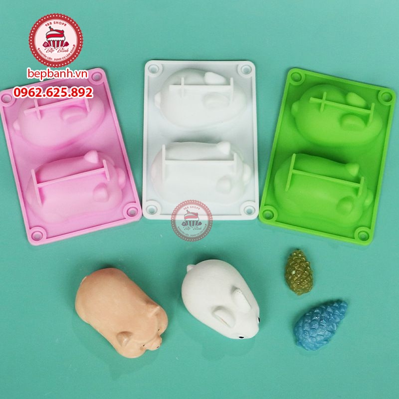 Khuôn silicon hình Thỏ - Heo, làm bánh Pudding, Đậu hũ non