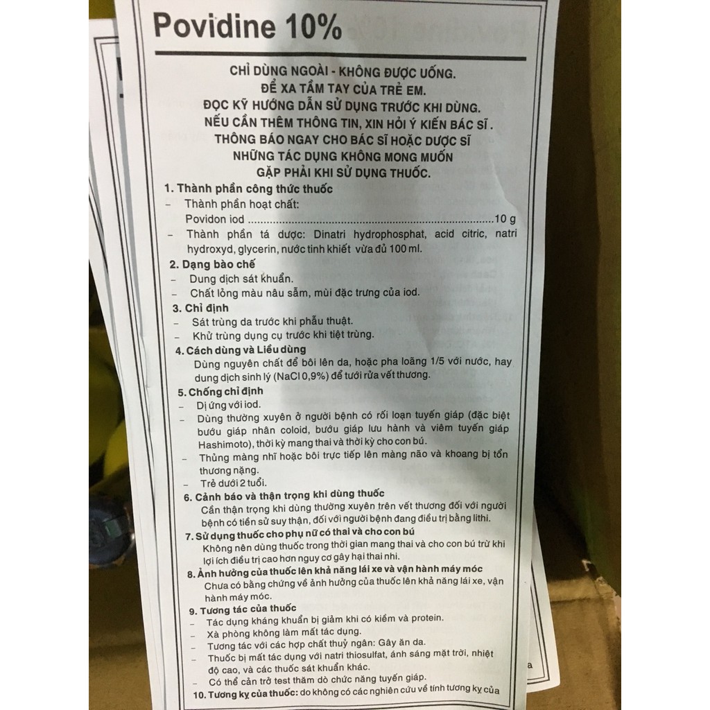 Dung dịch sát khuẩn Povidine 10%