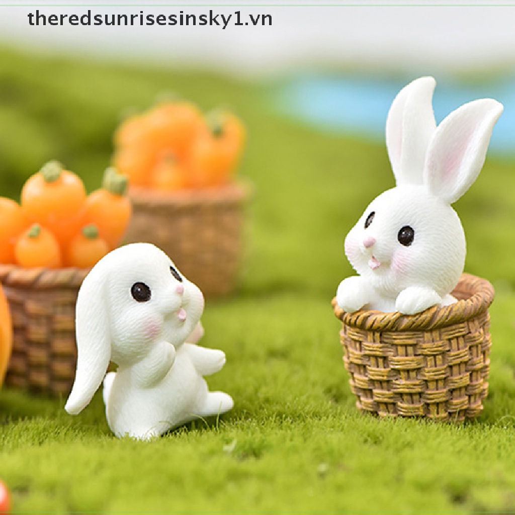 Tượng thỏ con thu nhỏ bằng nhựa mô hình vườn cổ tích thích hợp làm quà tặng