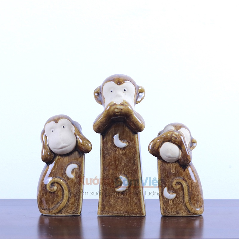 BỘ 3 TRANG TRÍ - BỘ KHỈ SIÊU DỄ THƯƠNG TRANG TRÍ NHÀ CỬA - PHÒNG LÀM VIỆC - MẪU DECOR ĐẸP GỐM SỨ BÁT TRÀNG