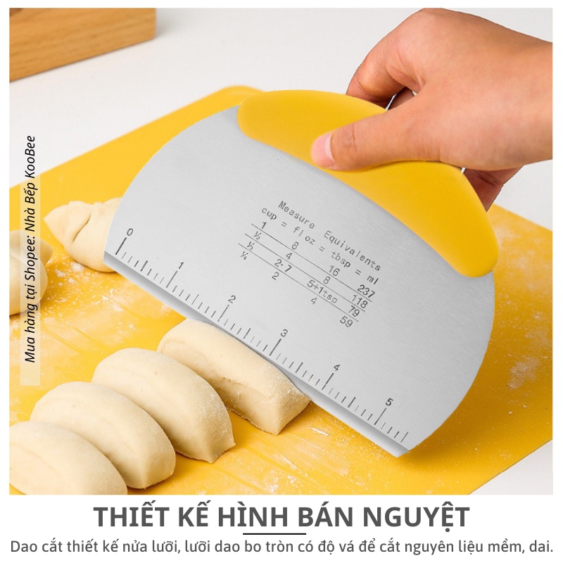 Dao cắt bột làm bánh có vạch chia KOOBEE  bằng Inox 403 không gỉ chống ăn mòn cao cấp - Dụng cụ làm bánh