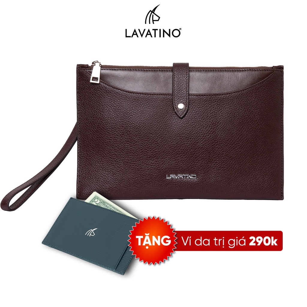 [Tặng Ví Card EPI 07] Ví Nam Cầm Tay ENVELOPE Clutch Da Bò Thật Cao Cấp Thiết Kế Sang Trọng Chính Hãng LAVATINO - CLB07