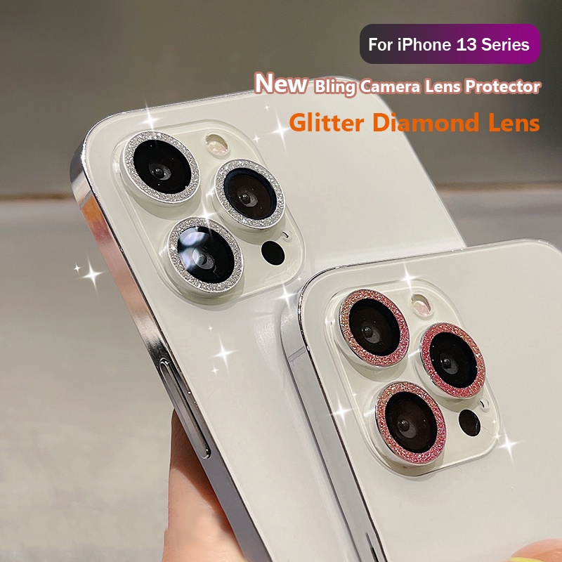 Miếng dán phối hạt lấp lánh bảo vệ mắt camera Cho iPhone 14 13 12 11 Pro Max 13 Mini