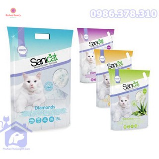 [Mã giảm mỹ phẩm chính hãng] Cát thủy tinh cho mèo SANICAT SILICA GEL 5L - Phụ kiện thú cưng Hà Nội