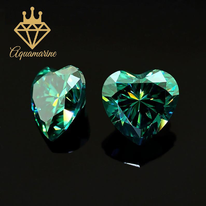 Kim cương nhân tạo Moissanite Heart Green