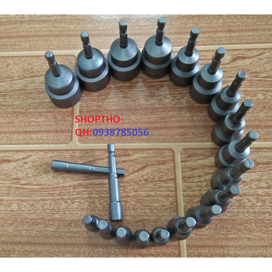 BỘ 16 ĐẦU KHẨU CHÂN LỤC GIÁC DÀI 65MM CÁC KÍCH CỠ 5MM-19MM