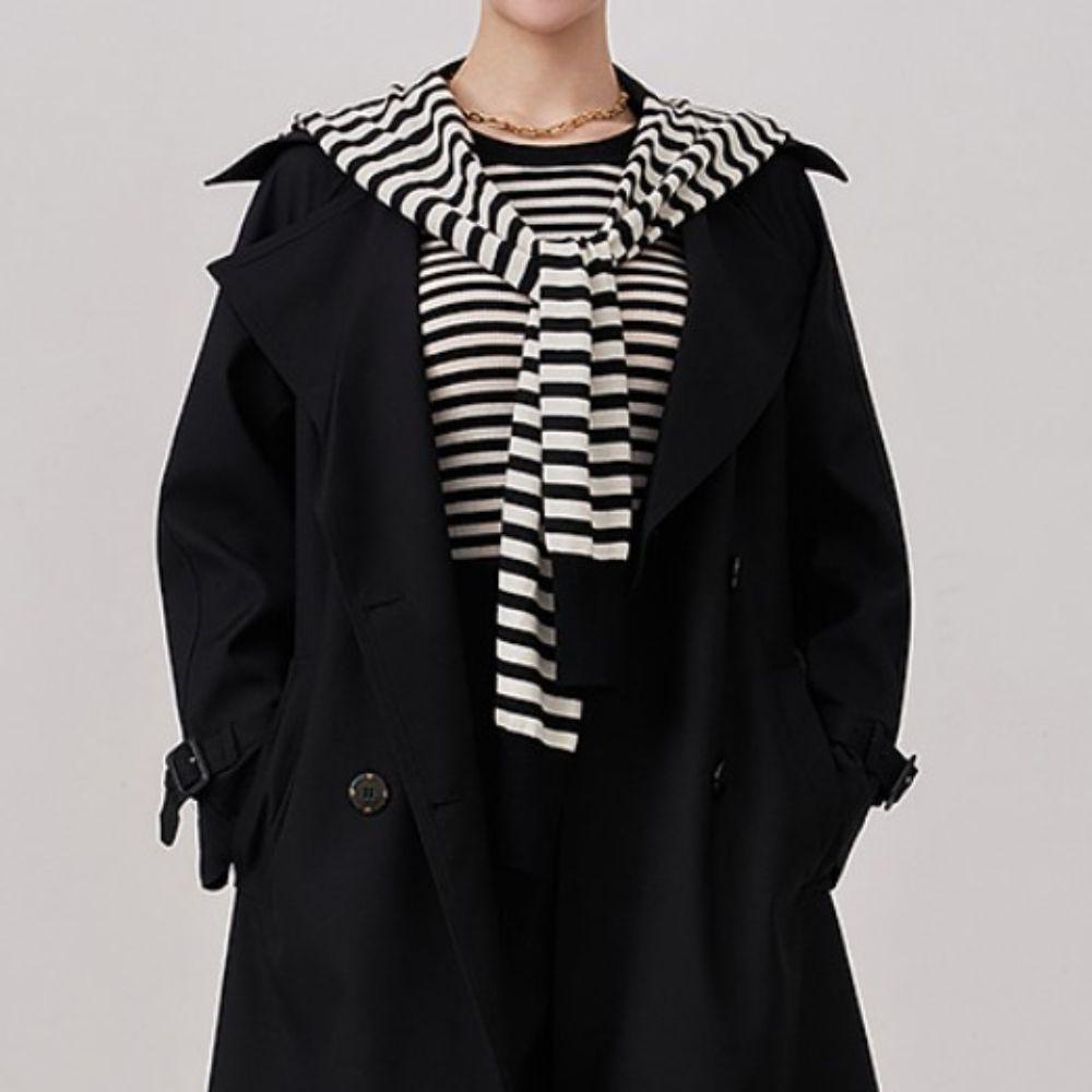 Cổ Áo Giả Vải Cashmere Họa Tiết Sọc Caro Phong Cách Hàn Quốc
