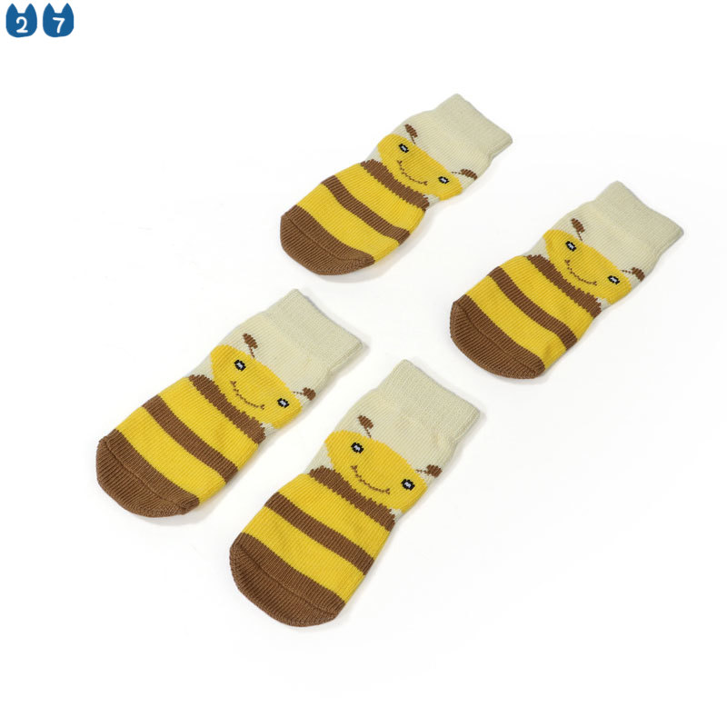 Bộ 4 Đôi Vớ Cotton Mềm Giữ Ấm Chống Trượt Cho Cún Cưng Cỡ Lớn 27 Cái