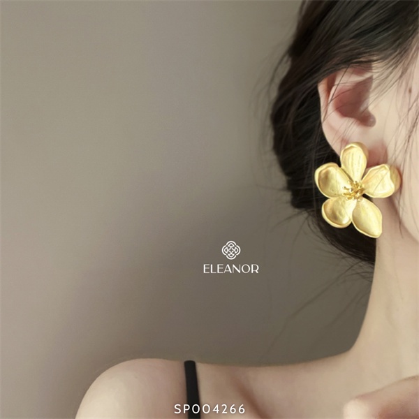 Bông tai nữ chuôi bạc 925 Eleanor Accessories hình bông hoa bản to phụ kiện trang sức 4265