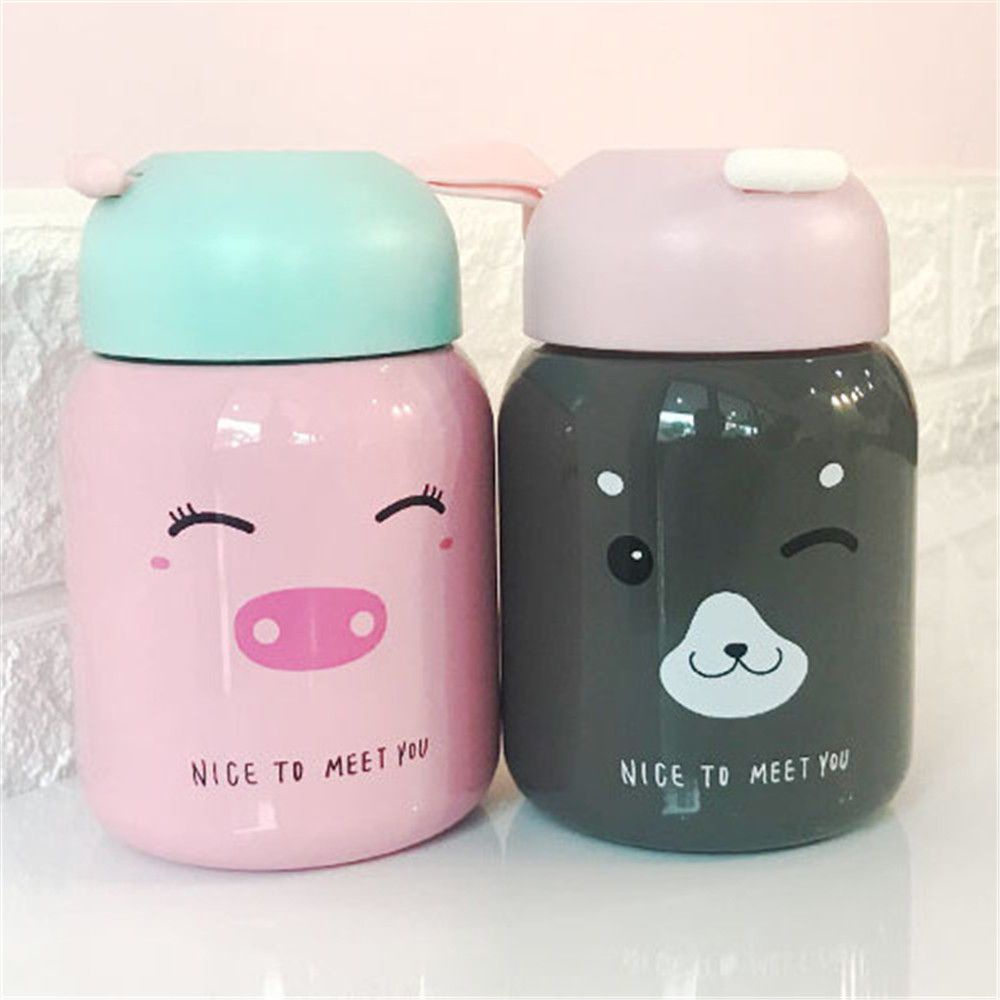 Bình giữ nhiệt mini 220ml bằng thép không gỉ 304 họa tiết hoạt hình dễ thương mới dễ mang theo