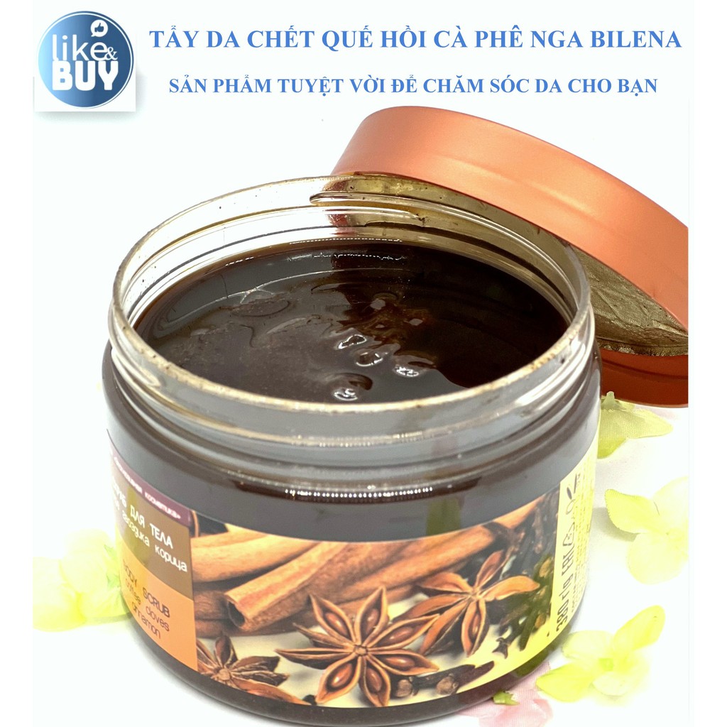 Tẩy da chết tế bào chết body quế hồi cà phê Nga hãng Bilena mẫu mới 380g - hàng ngoại Like&amp;Buy