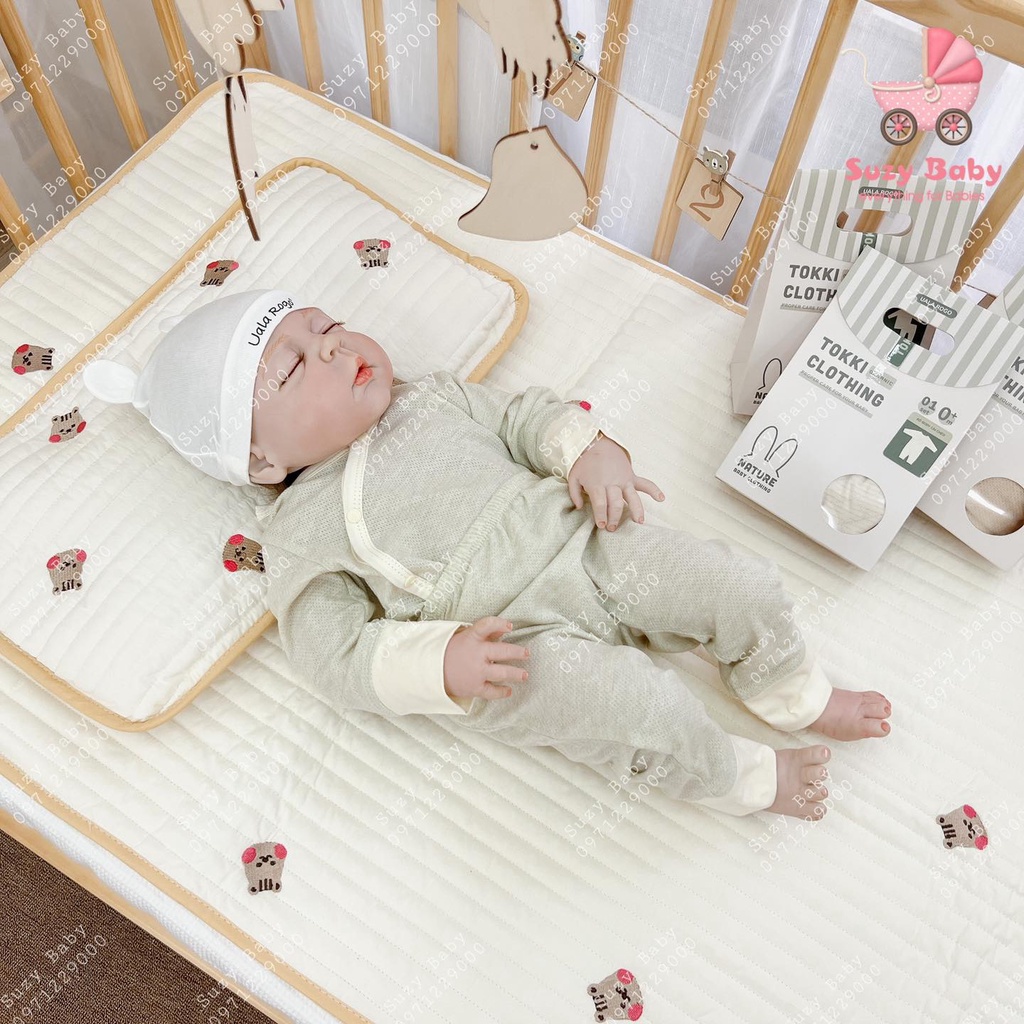 UALA ROGO -Bộ sơ sinh cài chéo Organic cotton