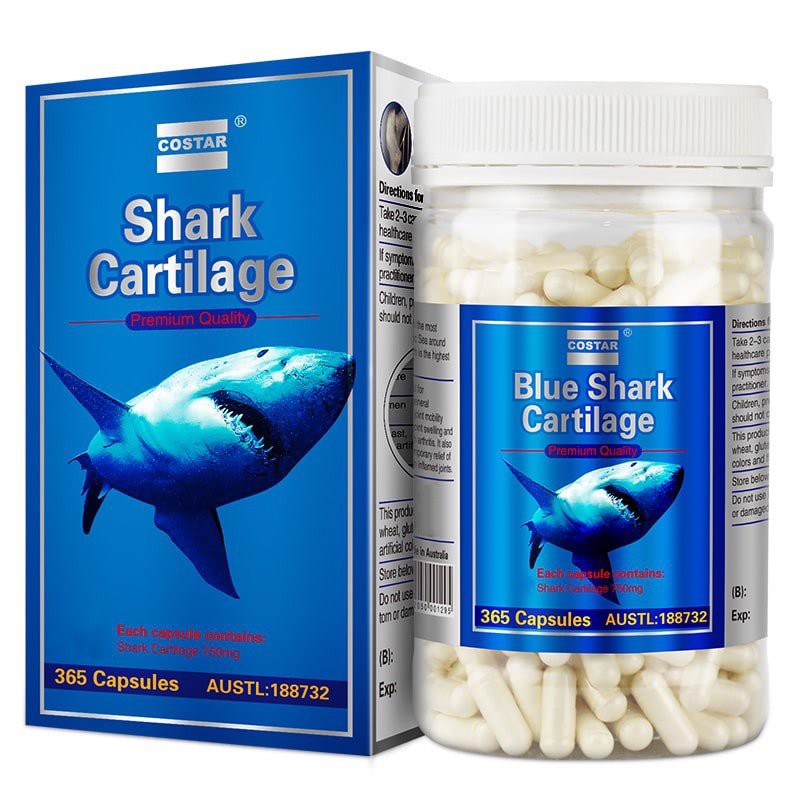 Sụn Vi Cá Mập Blue Shark Cartilage Costar 750mg 365 Viên