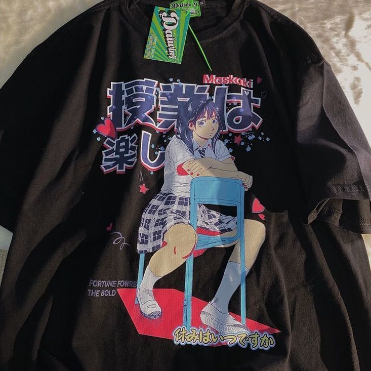Áo Thun Ngắn Tay Họa Tiết Anime Nhật Bản Thời Trang Cho Nữ