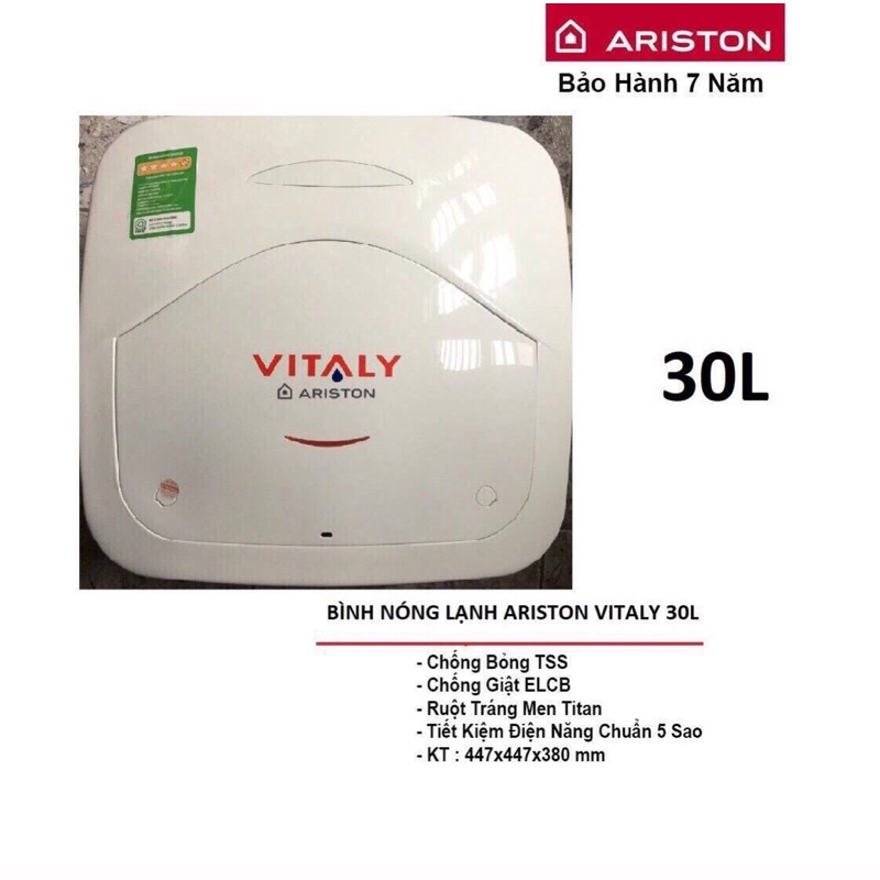 Bình Nóng Lạnh Gián Tiếp Ariston Slim Vitaly Vuông 15 Lít Và 30 Lít Chính Hãng Bảo Hành 7 Năm