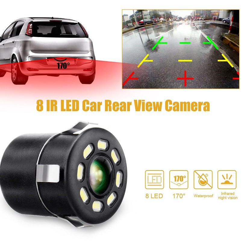 Camera lùi cho xe ô tô 8 led nhìn đêm - Camera lùi cho xe hơi 8 đèn led - Camera lùi 8 led tròn