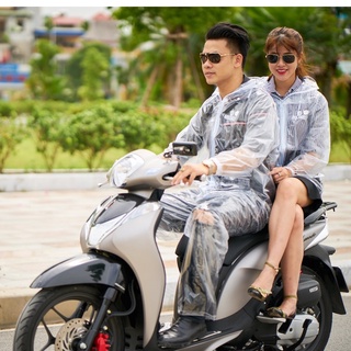 Bộ áo mưa trong suốt bộ quần áo mưa nhựa dẻo PVC trong suốt siêu thời trang