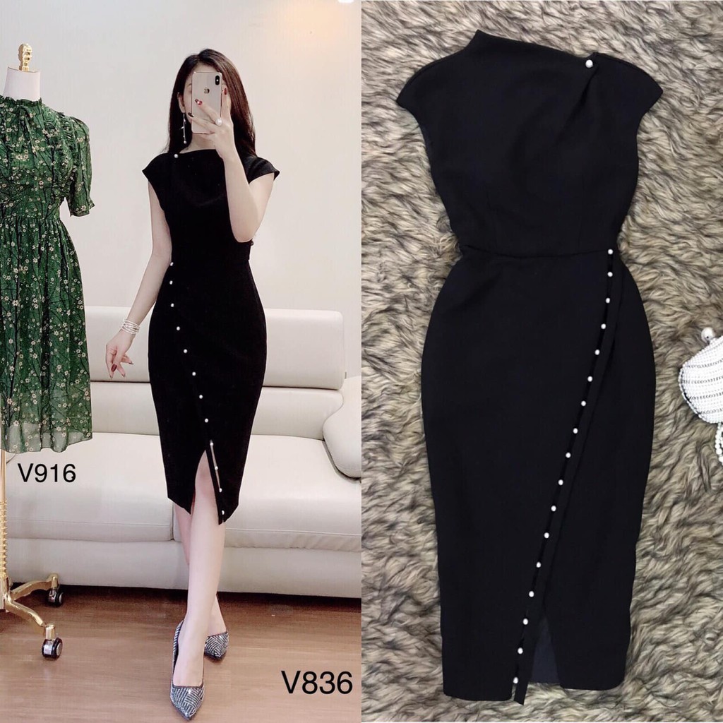Váy body V836 đen - Đẹp Shop DVC (Kèm ảnh thật trải sàn do shop tự chụp) chính hãng