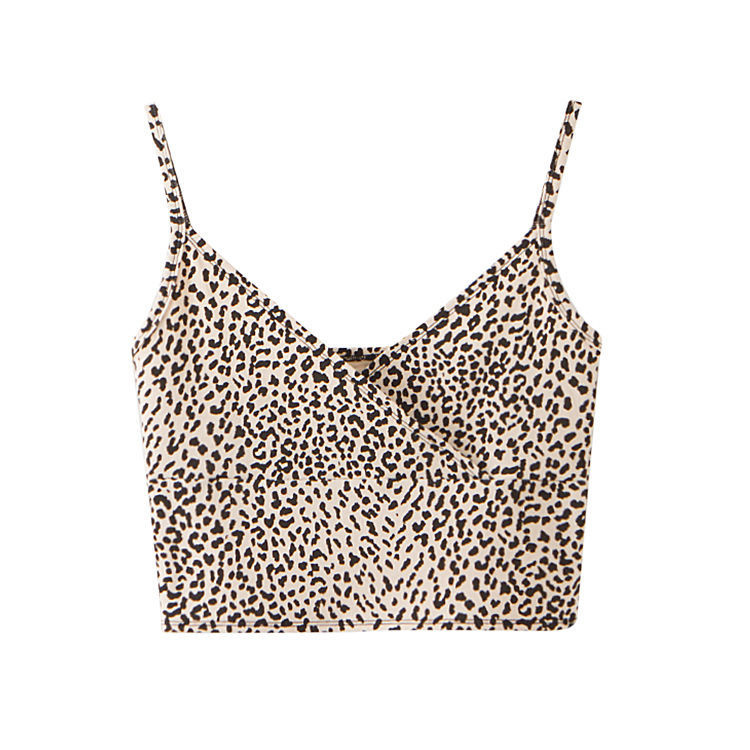 Áo Lửng Hai Dây Hở Lưng In Họa Tiết Da Báo Cá Tính