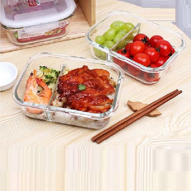 Hộp thủy tinh lock&lock 700ml chia 2 ngăn - hộp thủy tinh