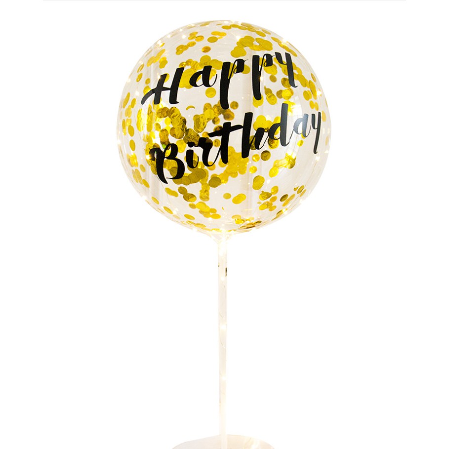 Sticker Trong Suốt 5-20 Inch Hình Chữ Happy Birthday Dễ Thương Dùng Để Trang Trí