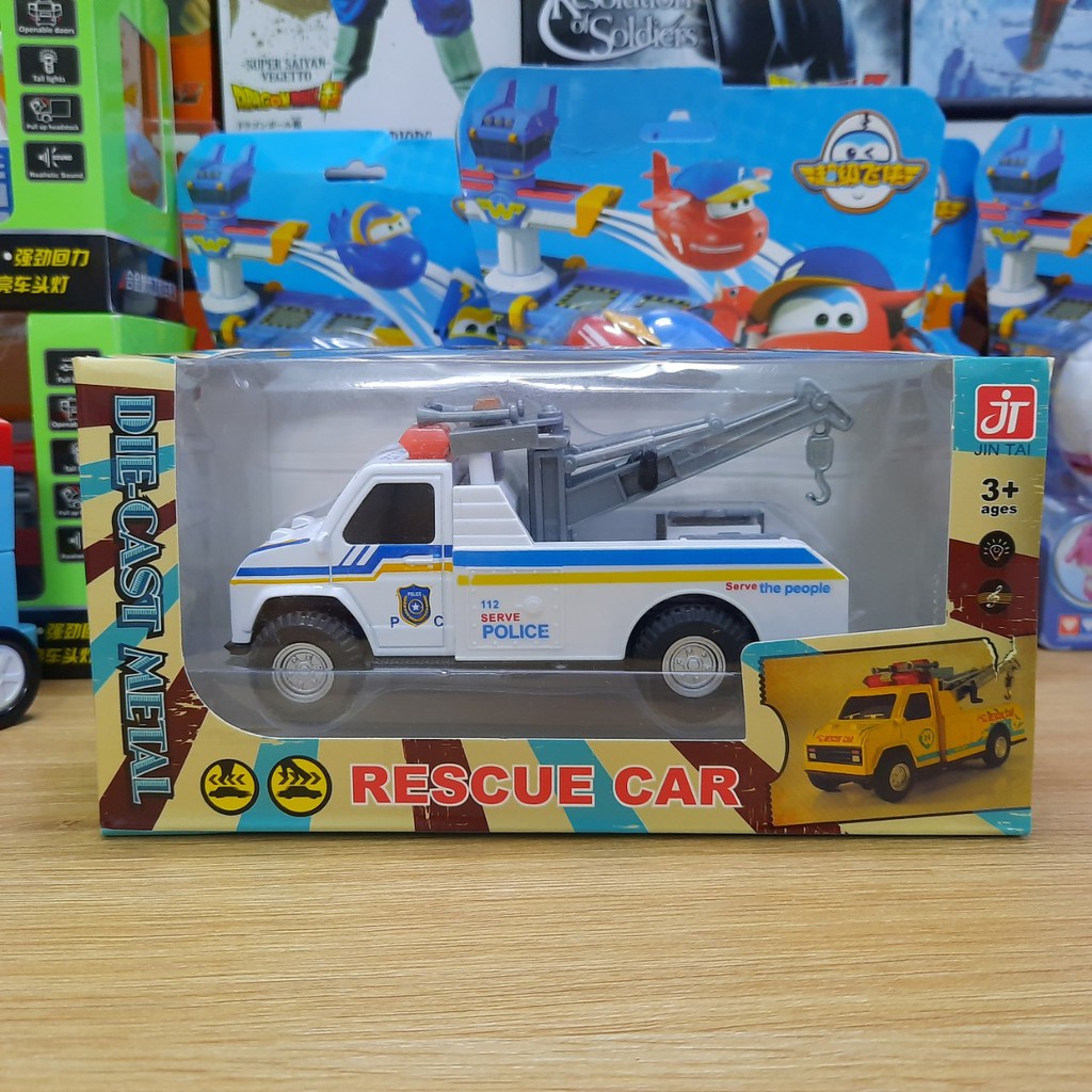 Mô hình xe ô tô cảnh sát cứu hộ có âm thanh và đèn nháy xe chạy cót đồ chơi trẻ em