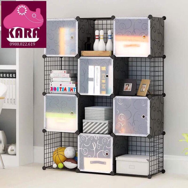 KỆ ĐA NĂNG 12 Ô TỦ ĐỰNG ĐỒ BẰNG NHỰA VÀ LƯỚI THÉP SIZE 37x37cm.