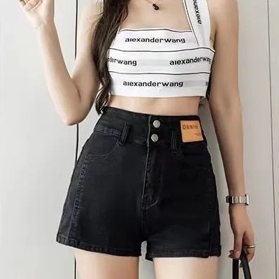 Quần Short Denim Lưng Cao Thời Trang Retro Hàn Quốc Cho Nữ