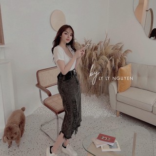Chân Váy Jeans Rách Gối