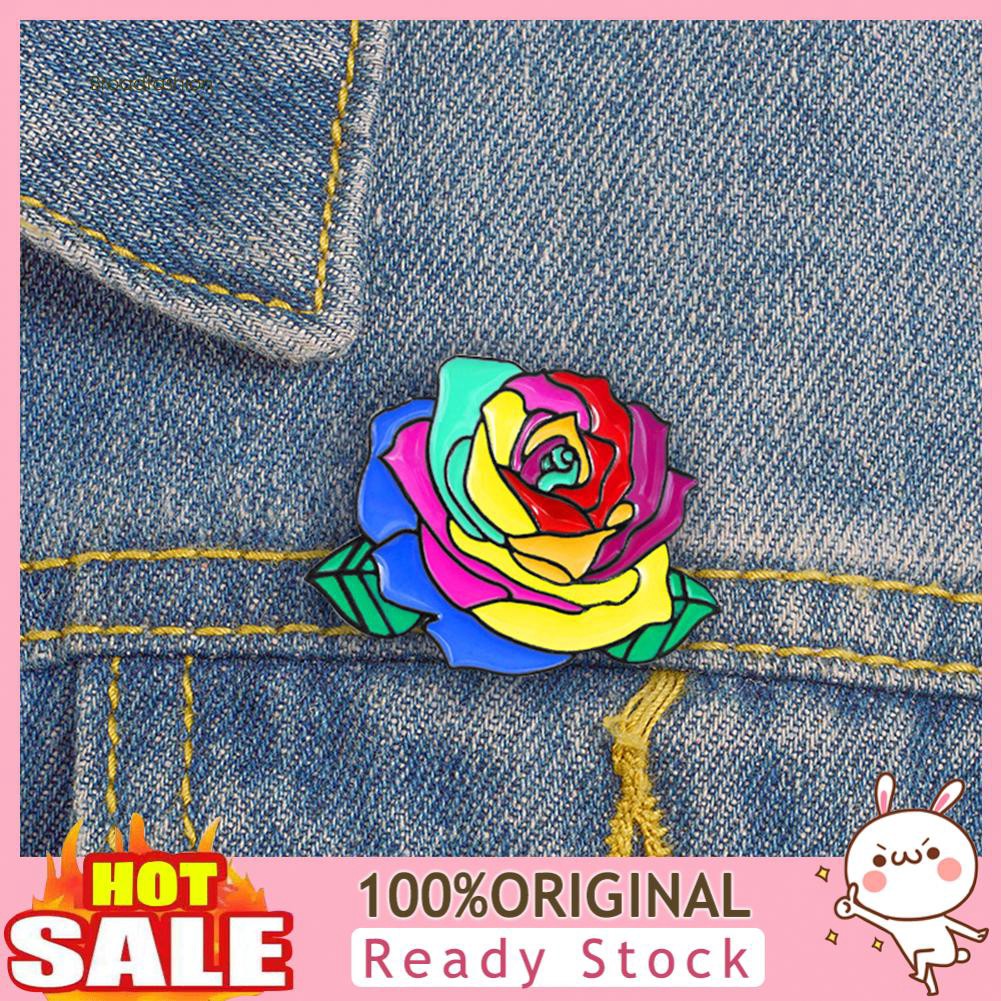 ✤XZY✤Rainbow Rose Flower Brooch Pin Gay Pride Denim Jacket Collar Backpack Badge