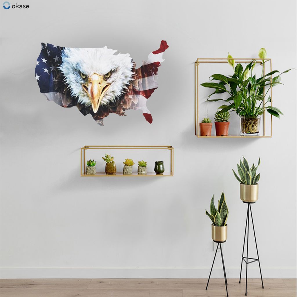 【Ready Stock】 Flag texture home creative decoration sticker animal shape wallpaper sticker 【Okase】