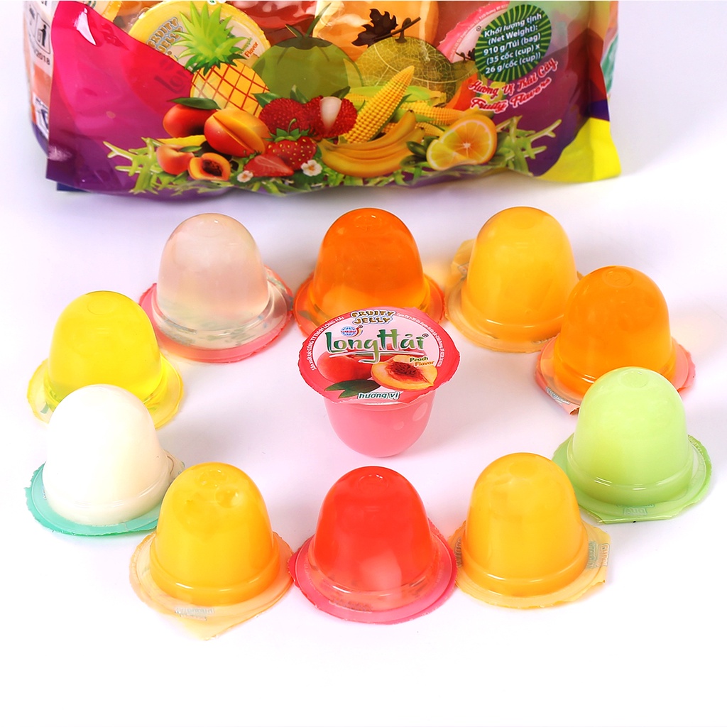 Thạch Rau Câu Long Hải Hương Vị Tổng Hợp Trọng Lượng 910 G Túi Kqx