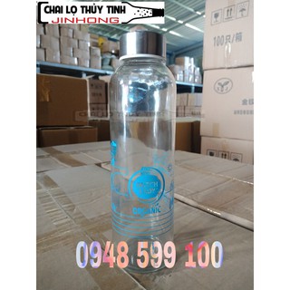 CHAI THỦY TINH 500ML IN NẮP Trắng BẠC CÓ DÂY