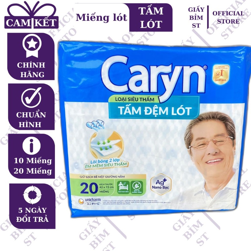 Tấm đệm lót người lớn Caryn siêu thấm gói 10 miếng, 20 miếng Mỏng nhẹ Mới nhất