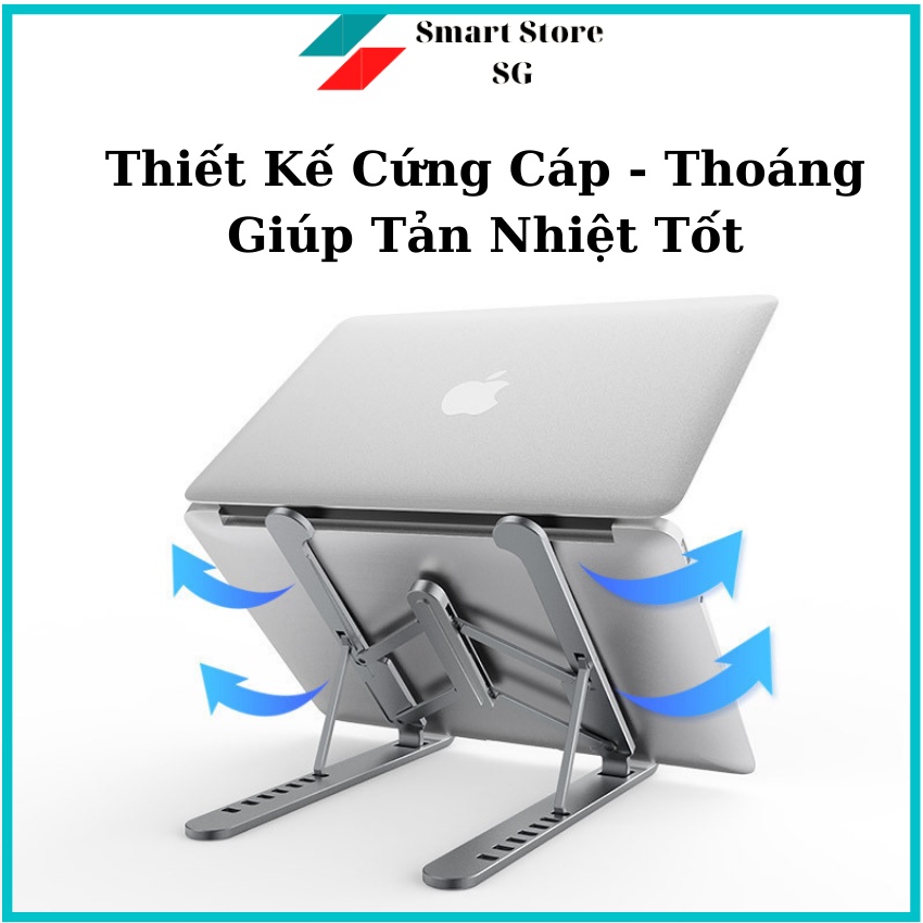 Giá đỡ Laptop, Macbook, Ipad bằng nhôm có thể điều chỉnh được độ cao, đế tản nhiệt laptop, đế kê laptop nhôm, đế laptop