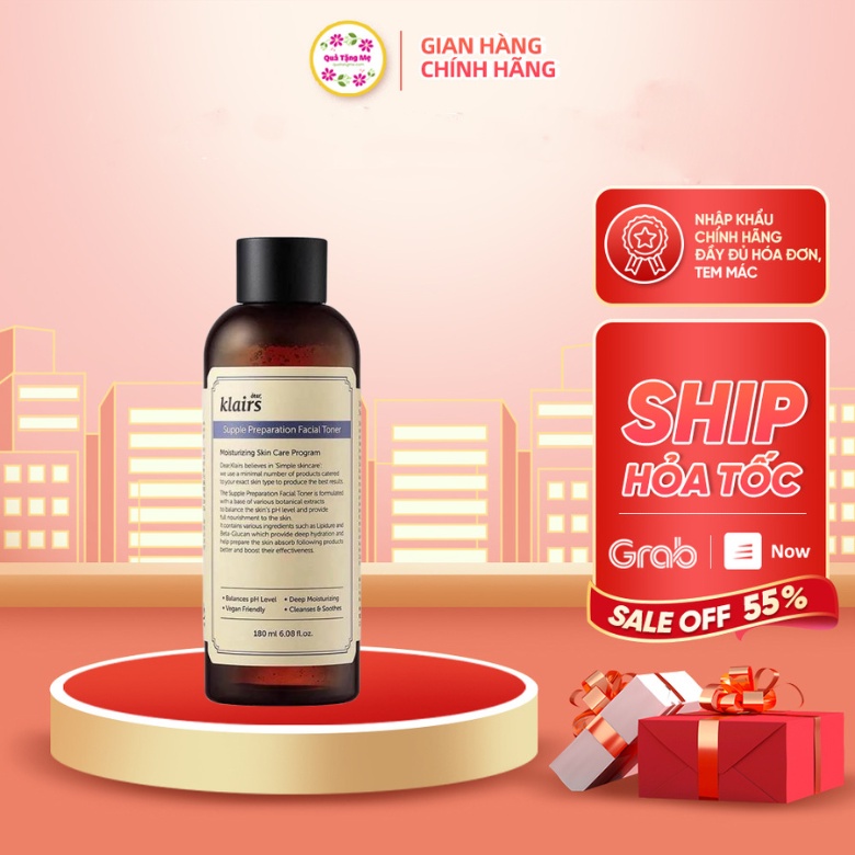 Nước hoa hồng Dear Klairs Supple Preparation Facial Toner 180ml Quà Tặng Mẹ