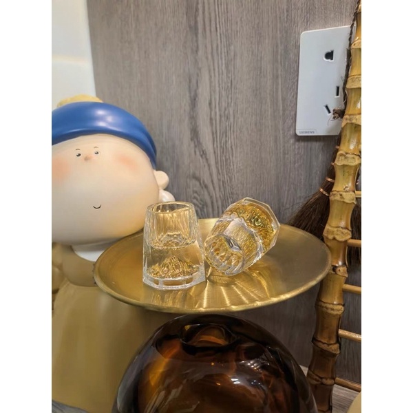 Bộ ly rượu mắt trâu pha lê mạ vàng 24k cao cấp có túi và hộp đựng xịn sò