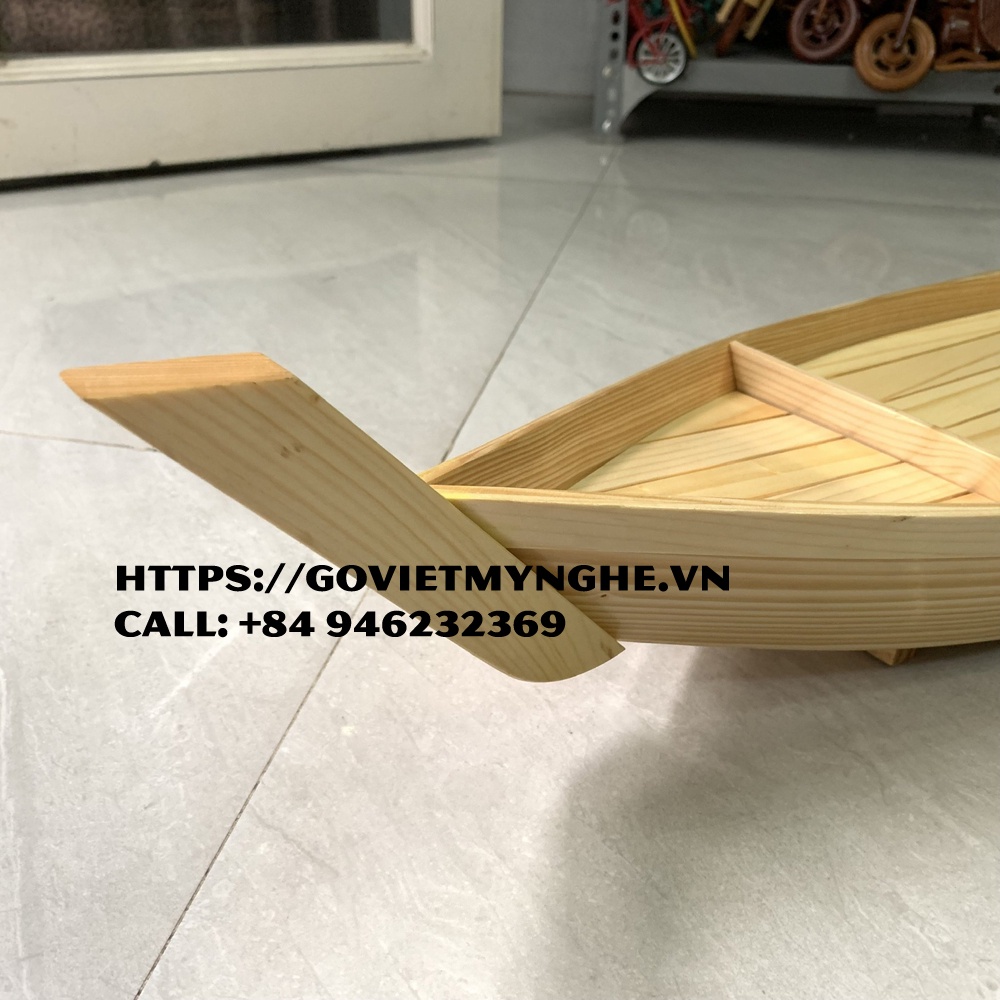 Khay gỗ sushi trang trí món ăn hải sản trang trí sushi trang trí sashimi thuyền gỗ sushi cho nhà hàng Nhật - Dài 48cm