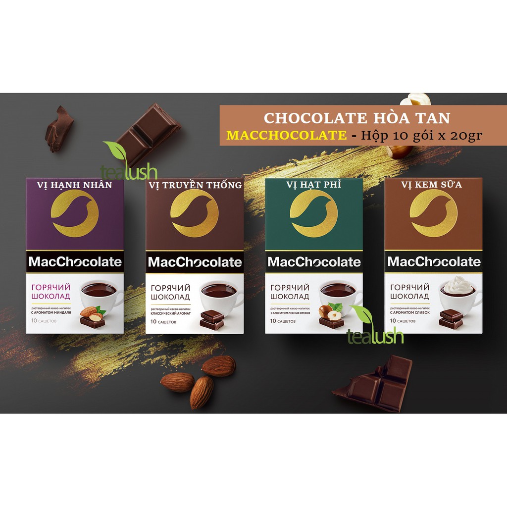 Chocolate hòa tan Macchocolate của Nga nhiều vị