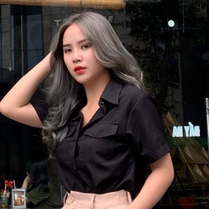 Áo sơ mi trắng cộc tay 2 nắp túi (69k)