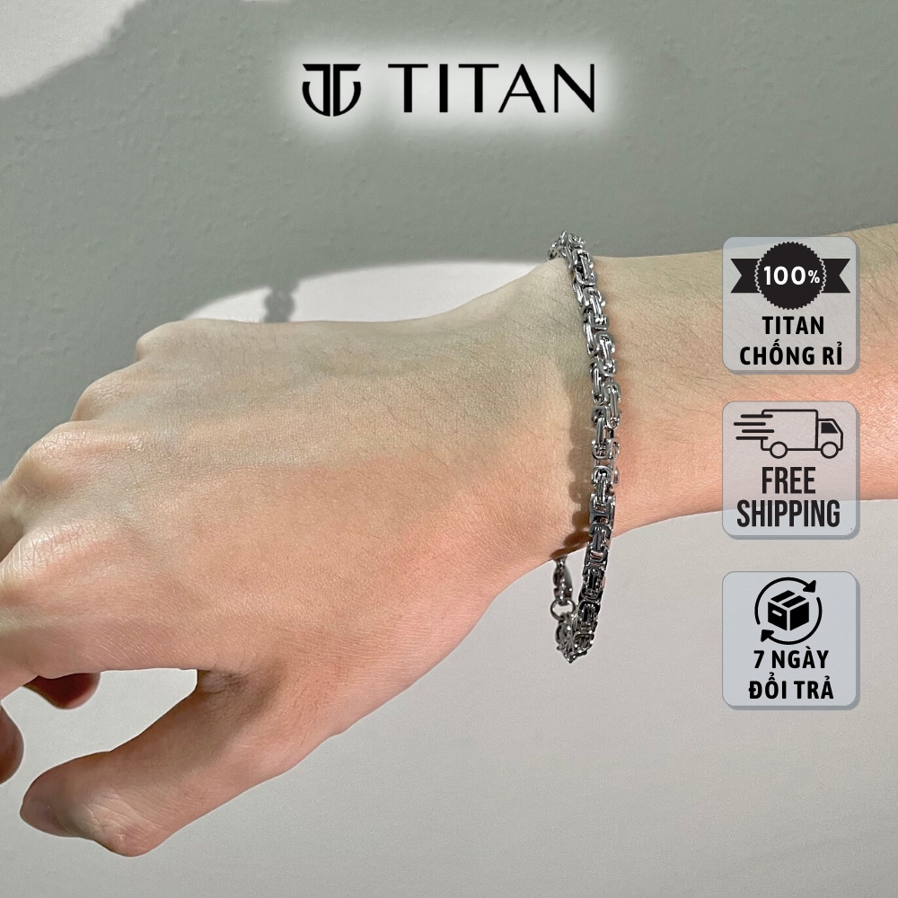 Vòng tay nam sợi xích đan, lắc tay unisex thời trang cá tính hiphop màu bạc 925 không gỉ Titan Shop