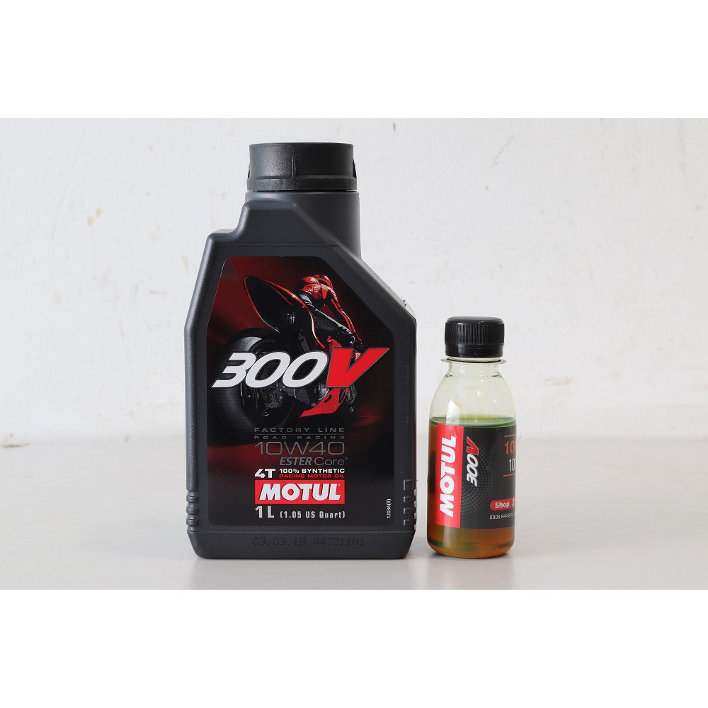 Nhớt Motul 300V 10W40 tem 1 lớp 1L, 1L1, 1L2, 1L3, 1L4 (910003)