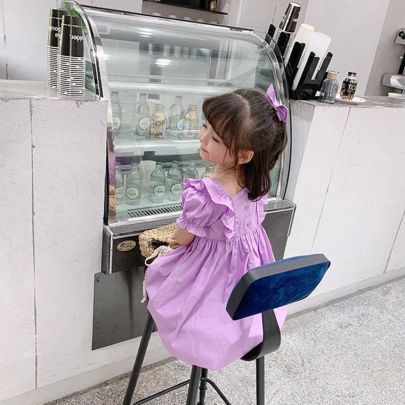 VAY30 - Váy bé gái, váy xòe thô màu tím  + tặng nơ cho bé từ 11-26kg, Richkid123